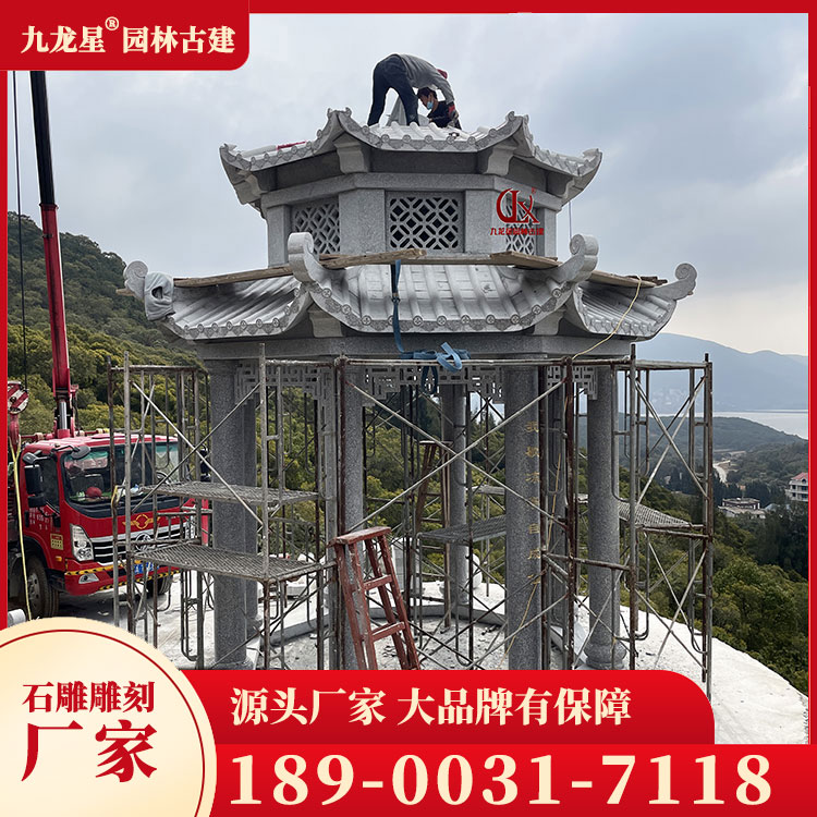 農村石雕涼亭圖片